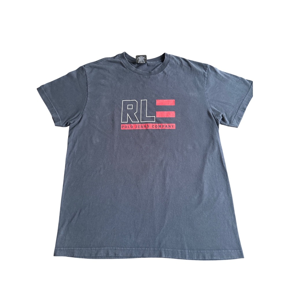Ralph Lauren Polo Jeans Co RL Logo T Shirt Mens Large Y2K Navy Graphic Tee - Picture 5 of 8